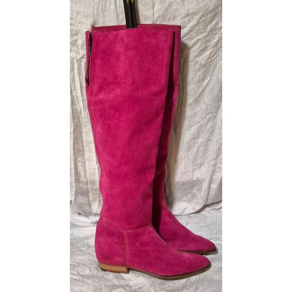 Pinkish/Purple Genuine Suede Over The Knee  Style Boots Made in Italy Sz 10 FLAW - Picture 3 of 16